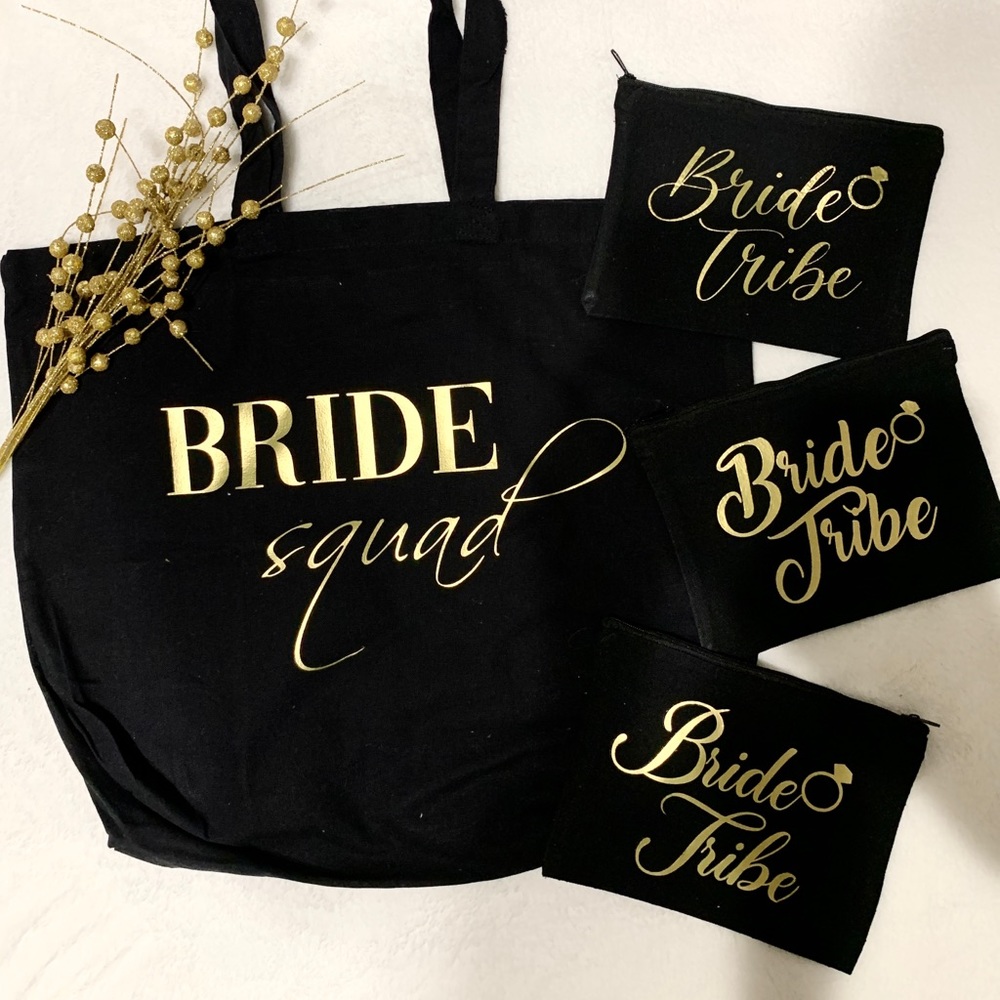 Bride Squad Tote Bag Only-Gold Text